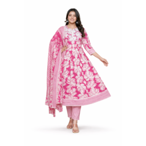 Women Floral Printed Anarkali Kurta Set with Dupatta